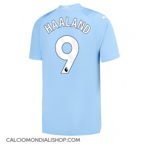 Maglie da calcio Manchester City Erling Haaland #9 Prima Maglia 2023-24 Manica Corta
